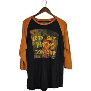 Insight Lets Get Psycho Tonight 3/4 Orange Sleeve Graphic T Shirt Size XL